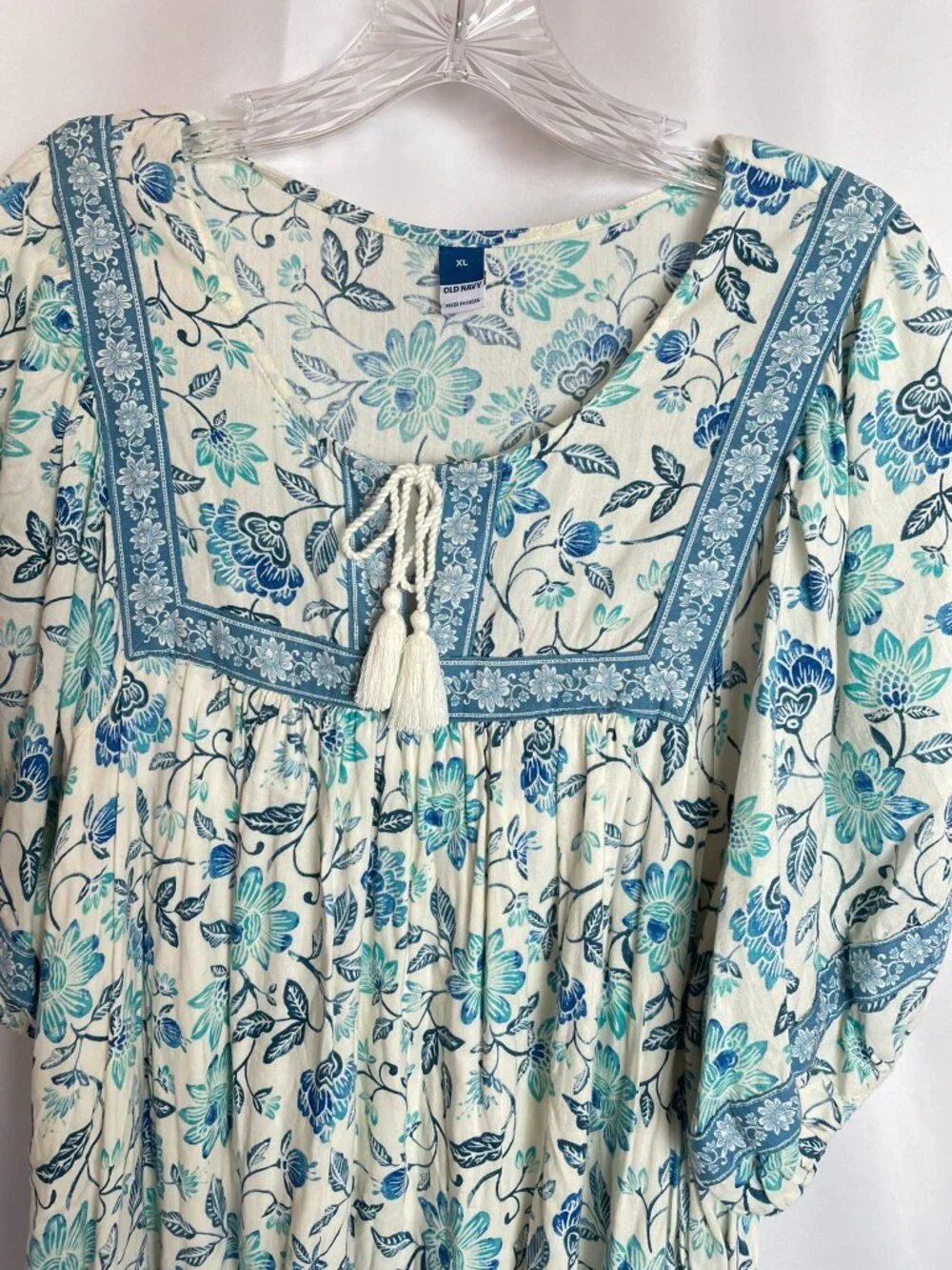 Floral Hawaiian Swing Cottagecore Peasant Grandmacore Cotton Pockets Dress XL - Picture 5 of 13